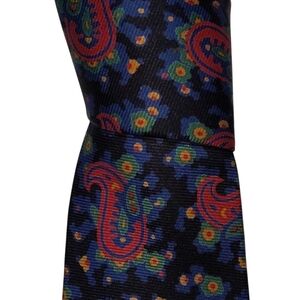 Vintage Burberry London Silk Necktie Mens Multicolor Paisley Designer Tie EUC